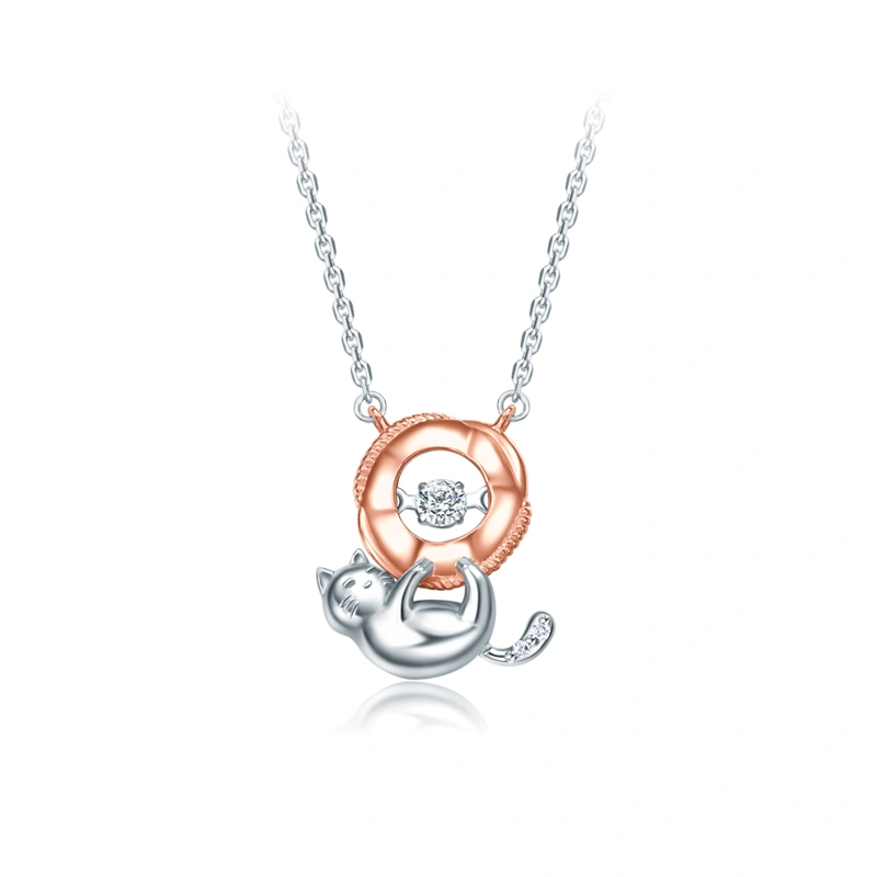 18K/750 White-Rose Gold diamond necklace